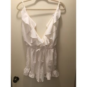 White deep V romper